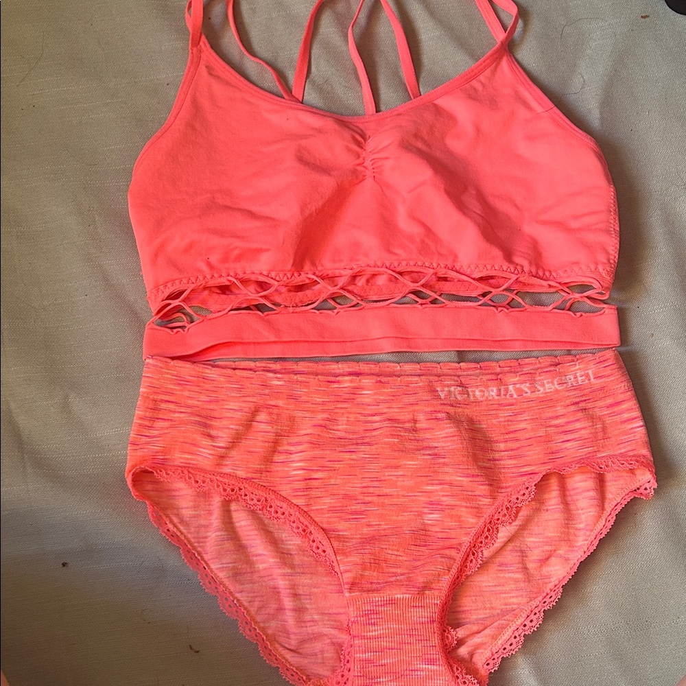 Victoria's Secret Coral Bralette and Panty Set
